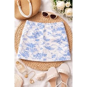Express Mini Skirt with Blue Floral Print